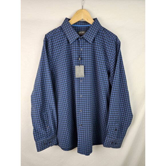 MOVE Performance Apparel Men's Shirt Size XXL Blue Plaid Long Sleeve Button Down - Picture 1 of 10